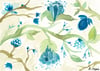 Fleurs bleues sur leurs branches 